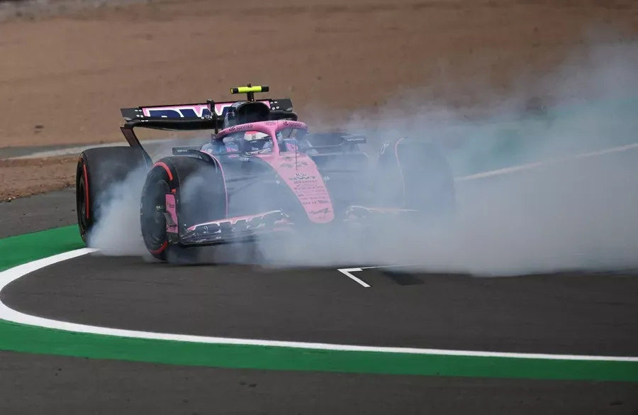 Franco Colapinto Performing a Dramatic Drift on Track