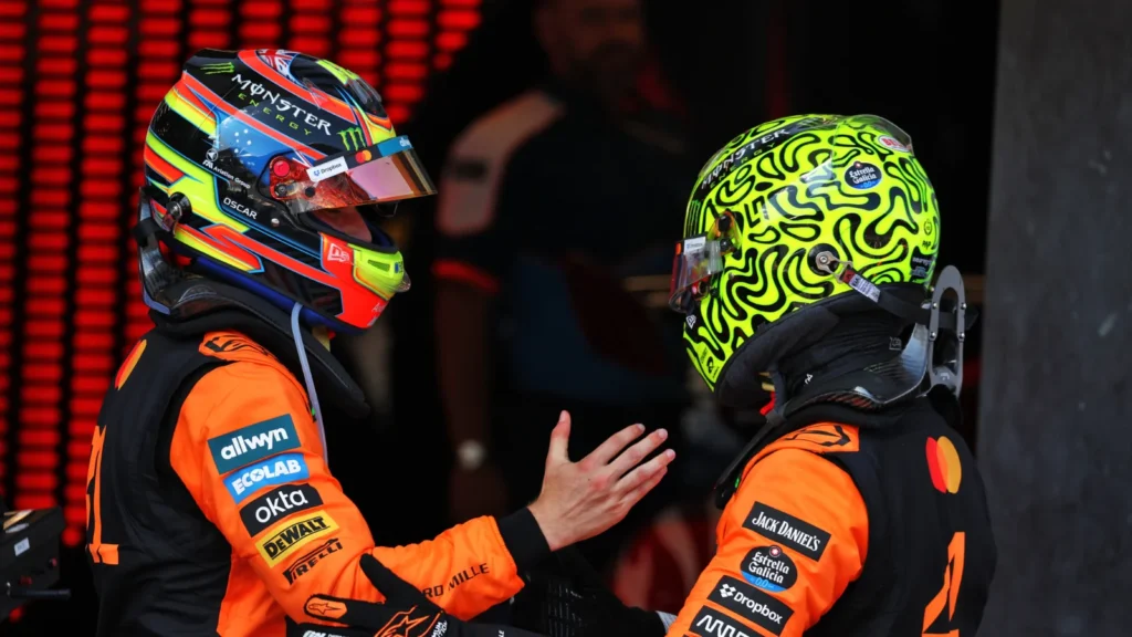 Lando Norris and McLaren Crew Strategize Before Race Start
