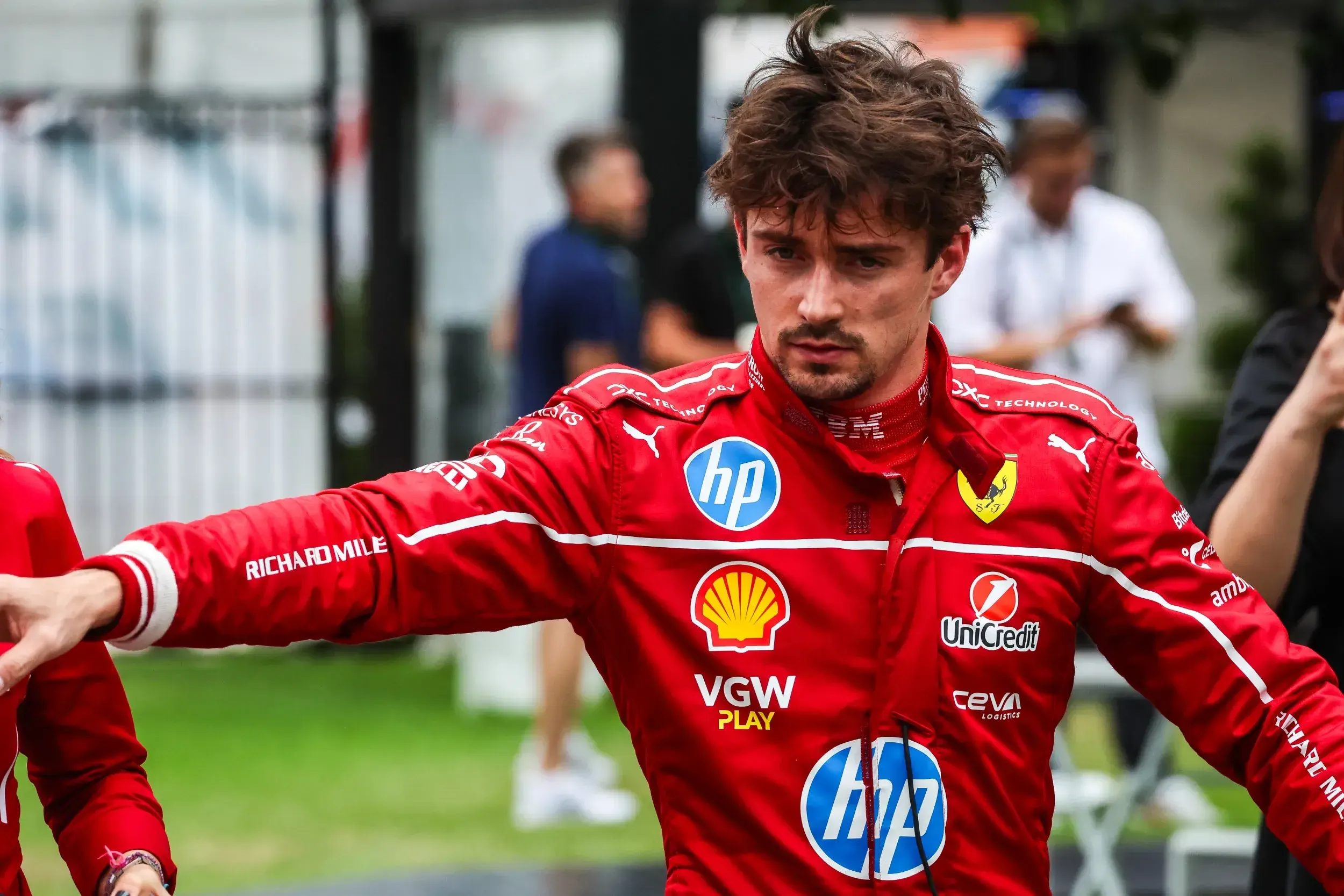 Charles Leclerc Stretching on Track