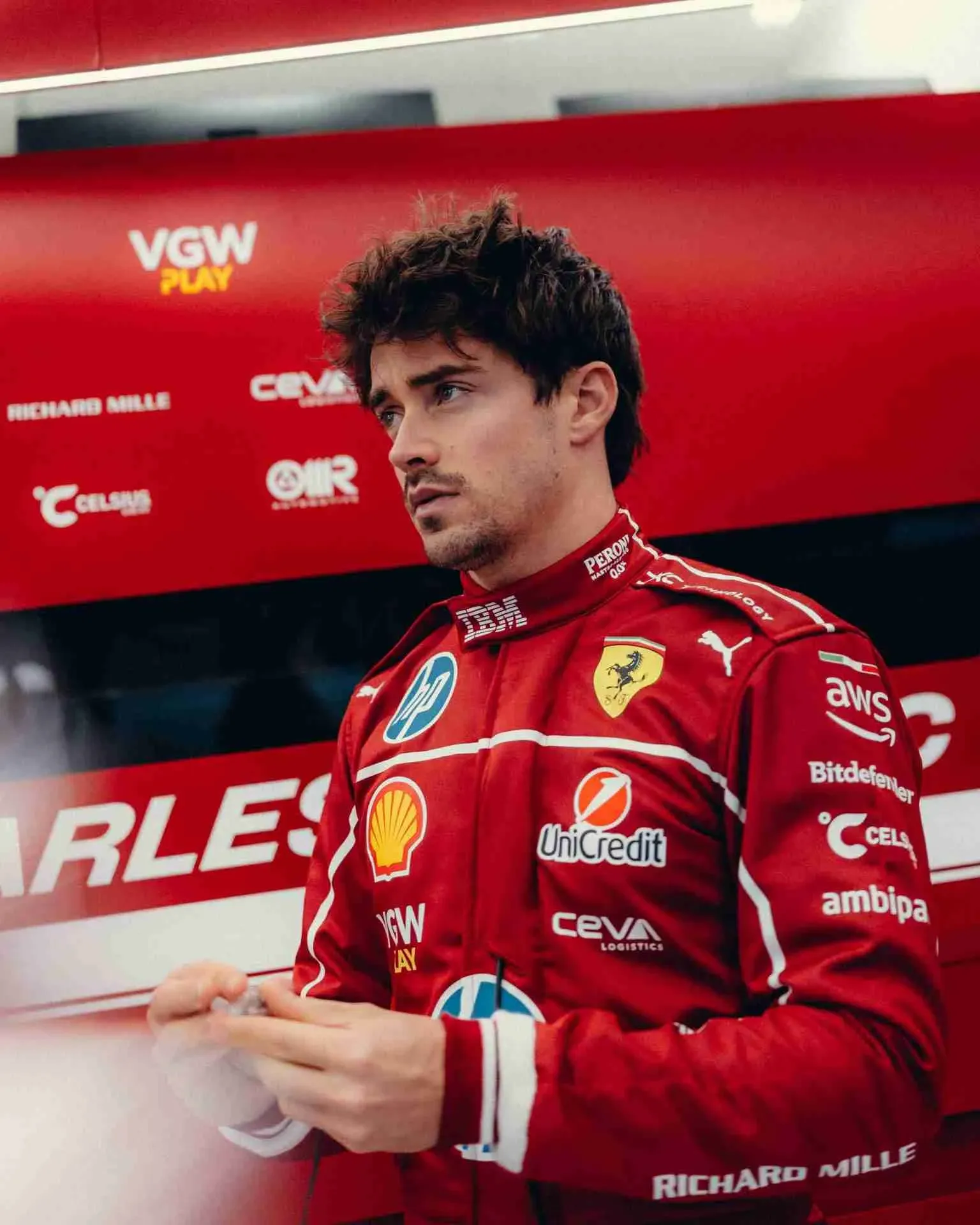 Charles Leclerc in Ferrari Garage