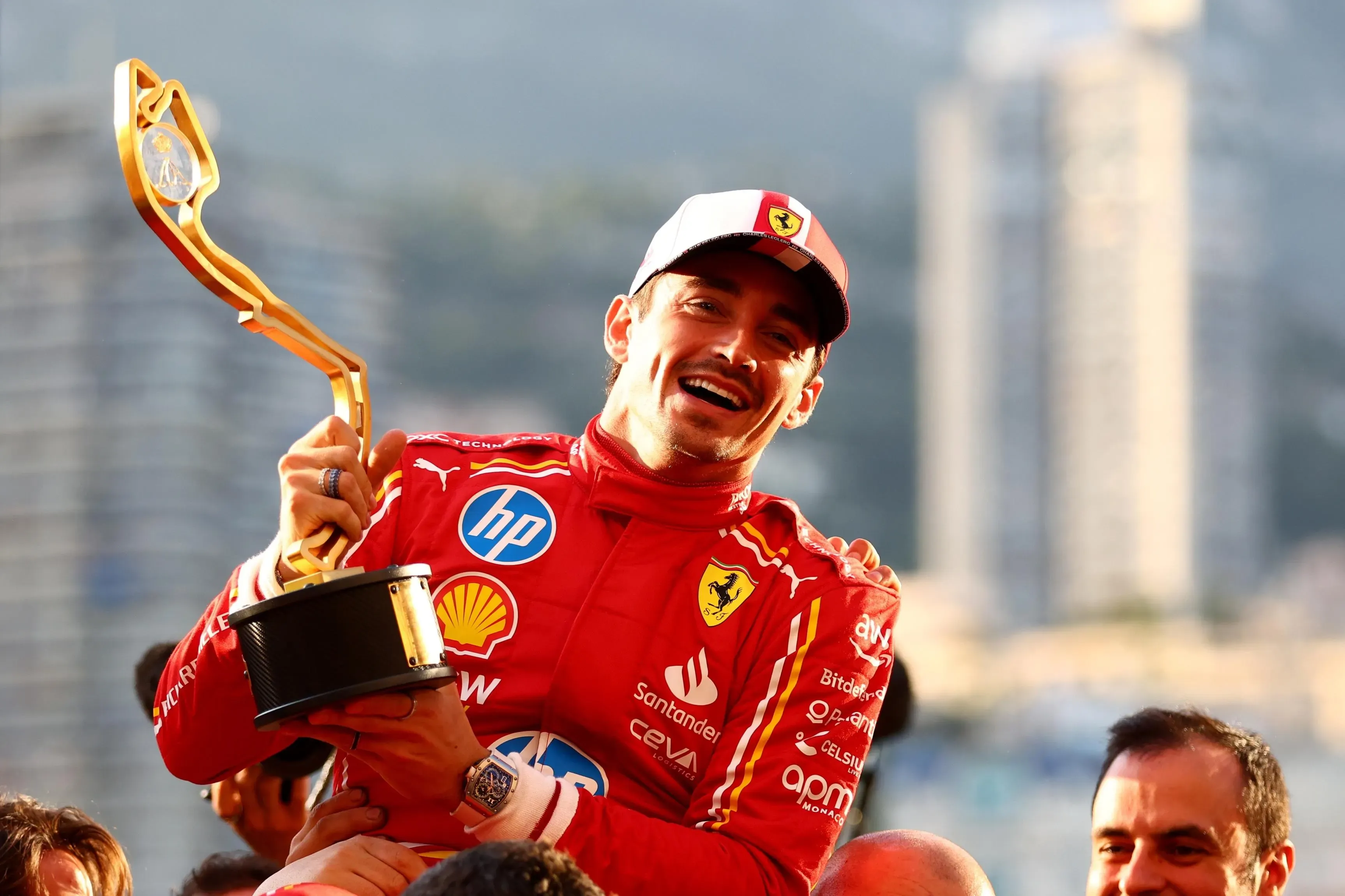 Charles Leclerc with Trophy