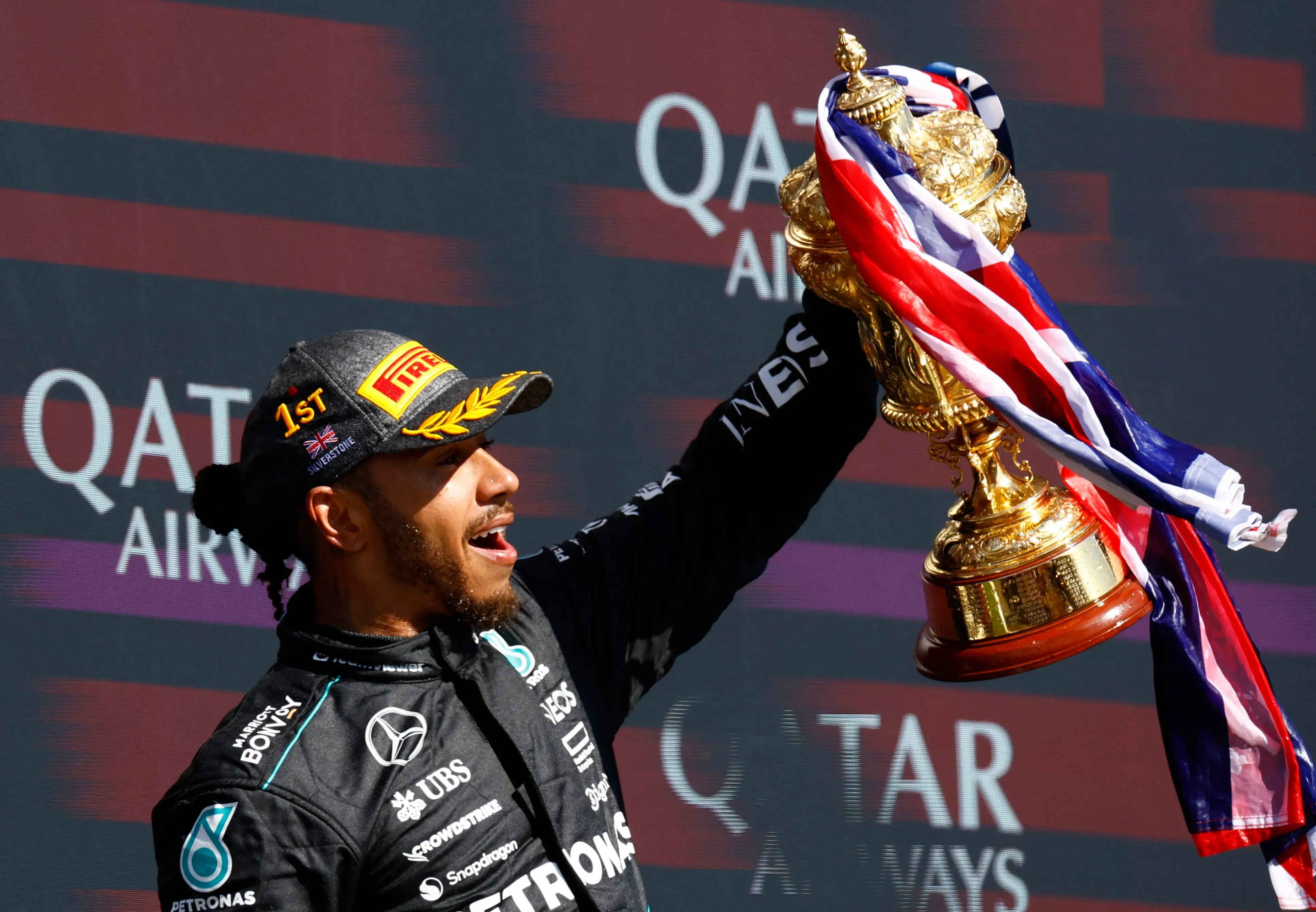 Lewis Hamilton with Trophy