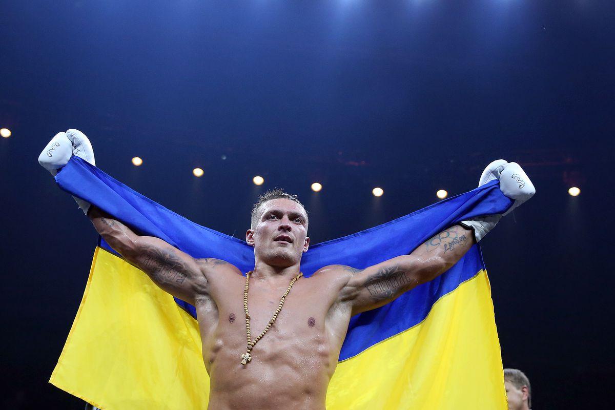 Oleksandr Usyk Celebrates With Ukraine Flag