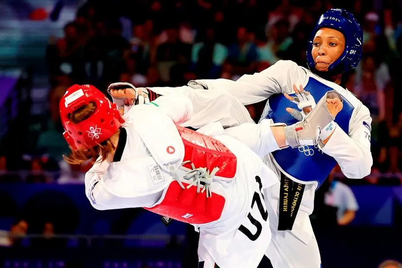 Althea Laurin Fighting in Taekwondo Championship Match