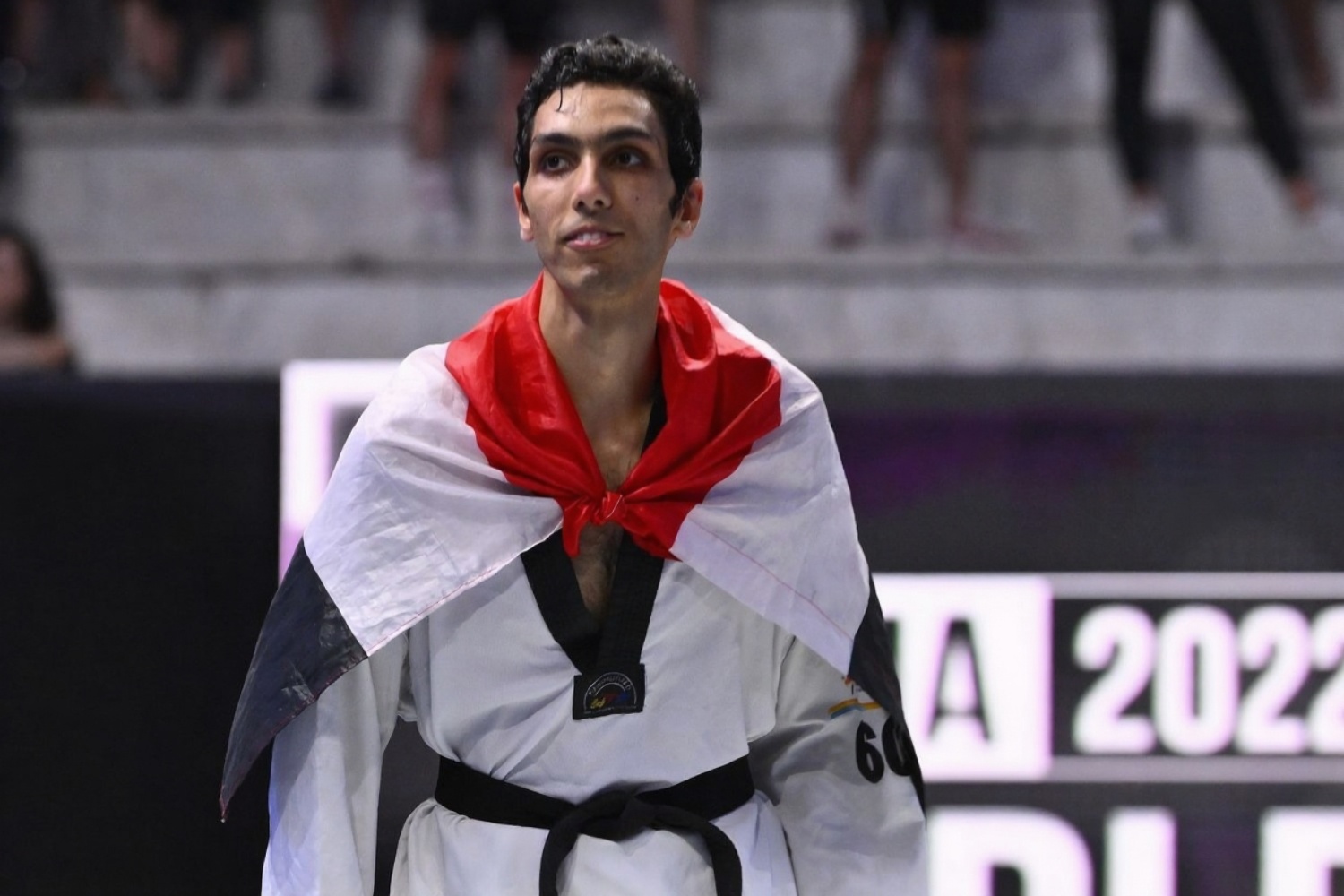 Seif Eissa Draped in Egyptian Flag After Taekwondo Victory