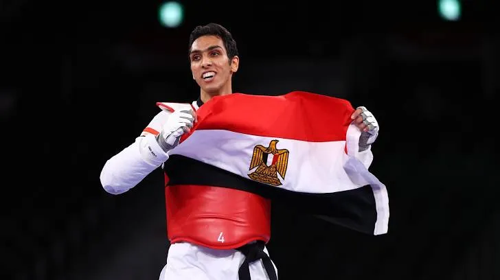 Seif Eissa Celebrating Olympic Bronze with Egyptian Flag