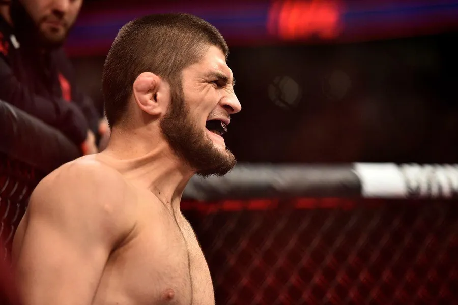 Khabib in the Corner Focused and Ready