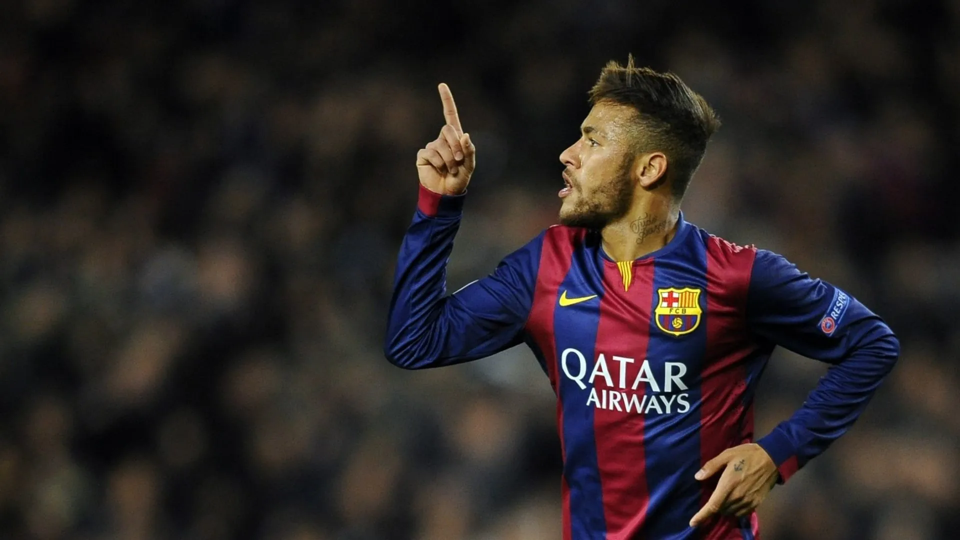 Neymar Jr Pointing to Sky -Barcelona Match