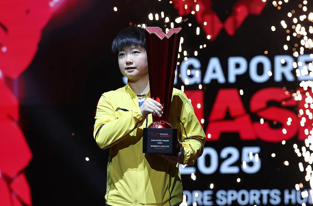 Sun Yingsha Holding Trophy at International Event