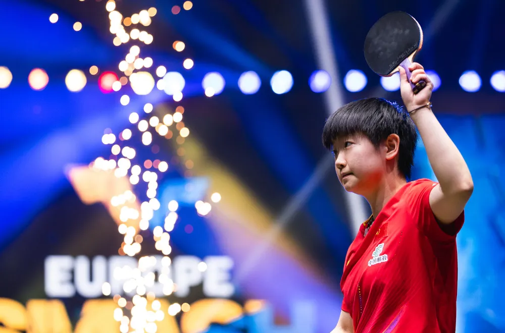 Sun Yingsha with Trophy in Award Ceremony Moment