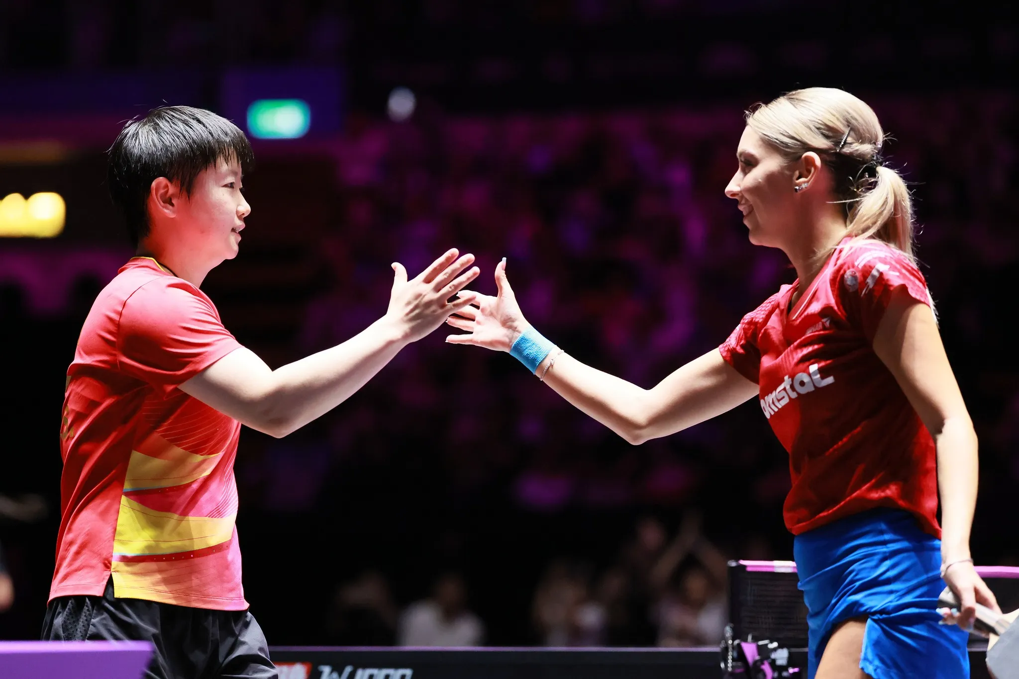 Sun Yingsha and Opponent Shake Hands After Match