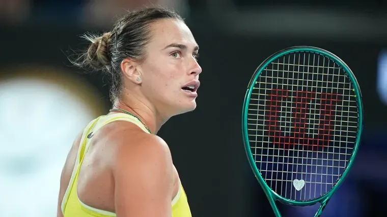 Aryna Sabalenka Concentrates During Match Play