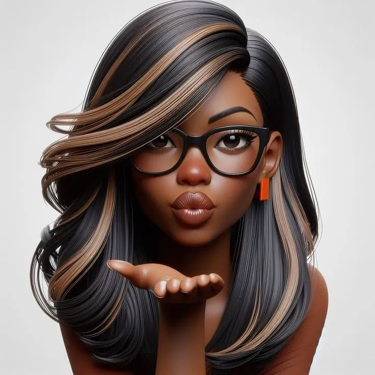 Beautiful Woman with Long Dark Hair and Stylish Glasses