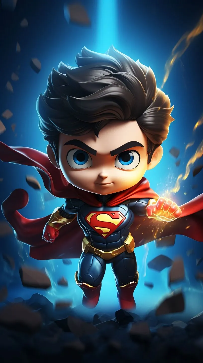 Brave Little Superman Flying with Determination and Power