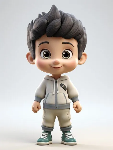 Cute Boy Standing in White Outfit with a Friendly Smile