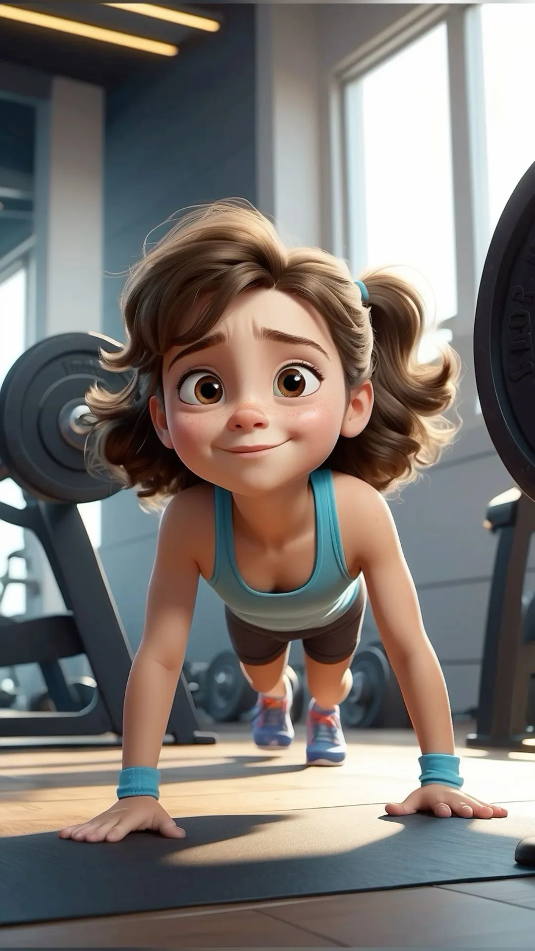 Energetic Girl Working Out and Doing a Plank Exercise Image