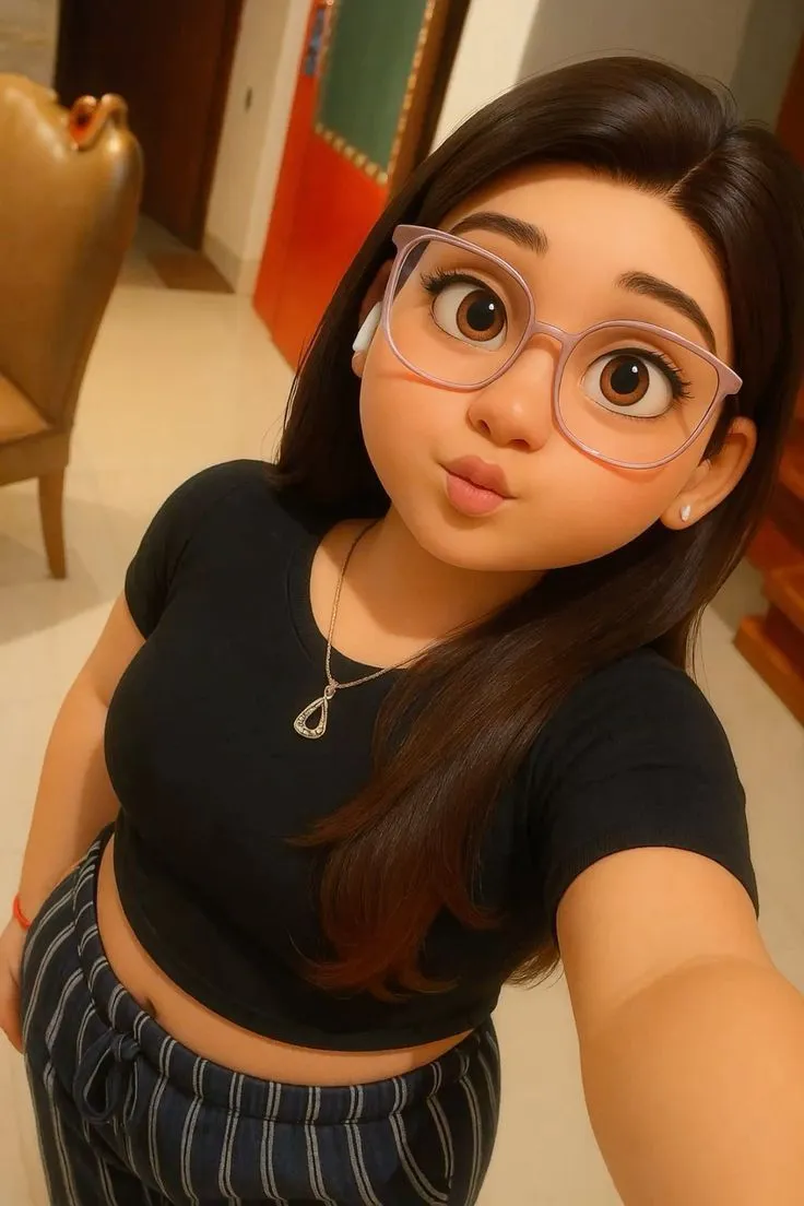 Girl Taking Selfie with Glasses Wearing Black a Crop Top