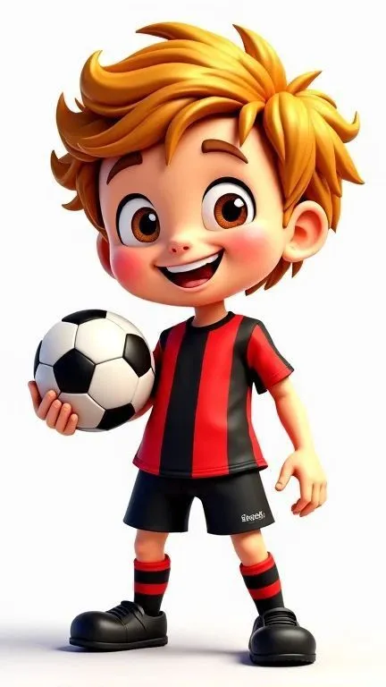 Happy Boy in Soccer Uniform Holding Ball Free Wallpaper