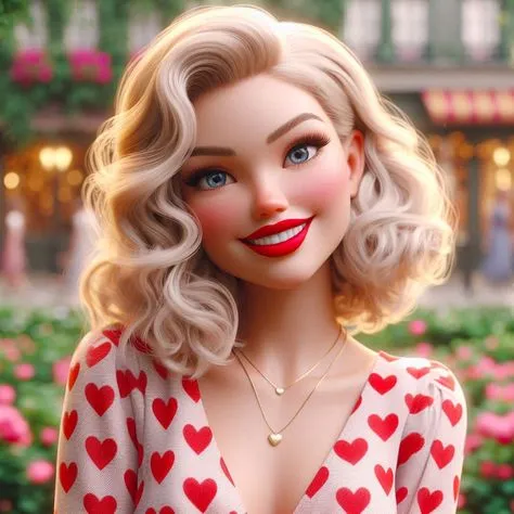 Happy Woman with Blonde Hair Smiling in a Summer Outfit