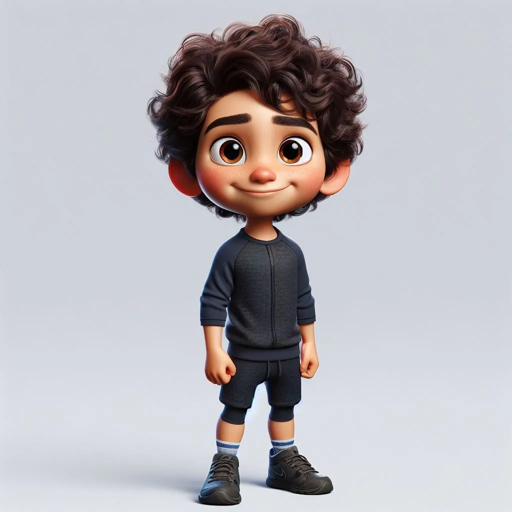 Little Boy with Curly Hair Wearing a Sporty Outfit Wallpaper