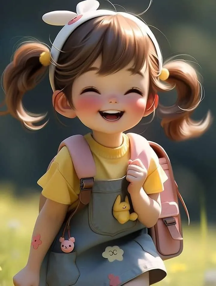 Little Girl with Pigtails Enjoying a Sunny Day Wallpaper