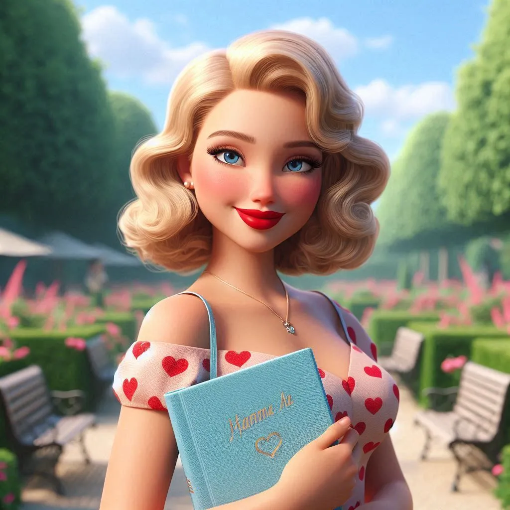 Pretty Blonde Girl Holding a Book in a Sunny Garden Image