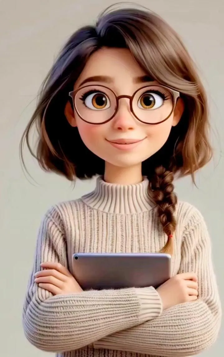 Smart Woman with Glasses Holding a Tablet in Casual Wear