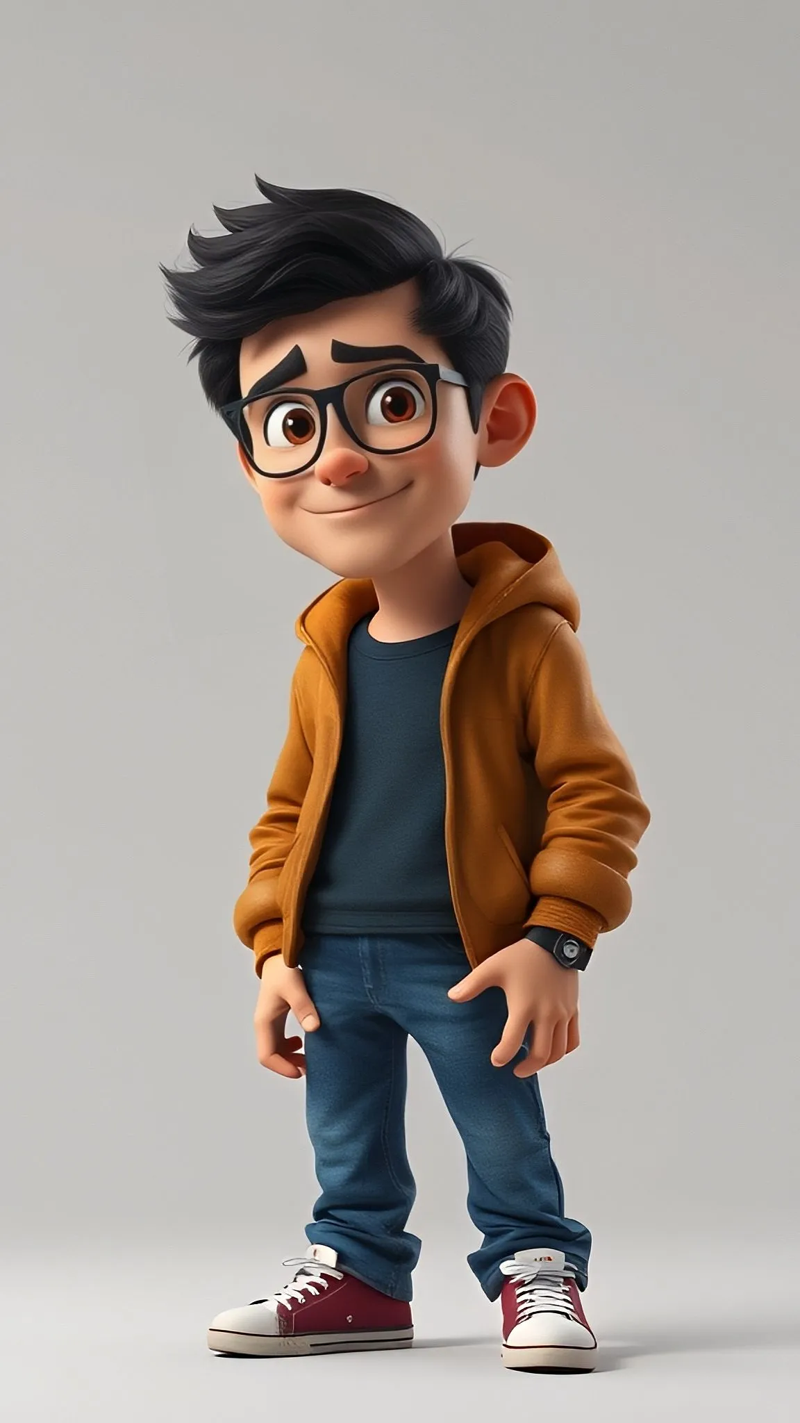 Stylish Young Man Wearing Glasses and a Brown Jacket Image