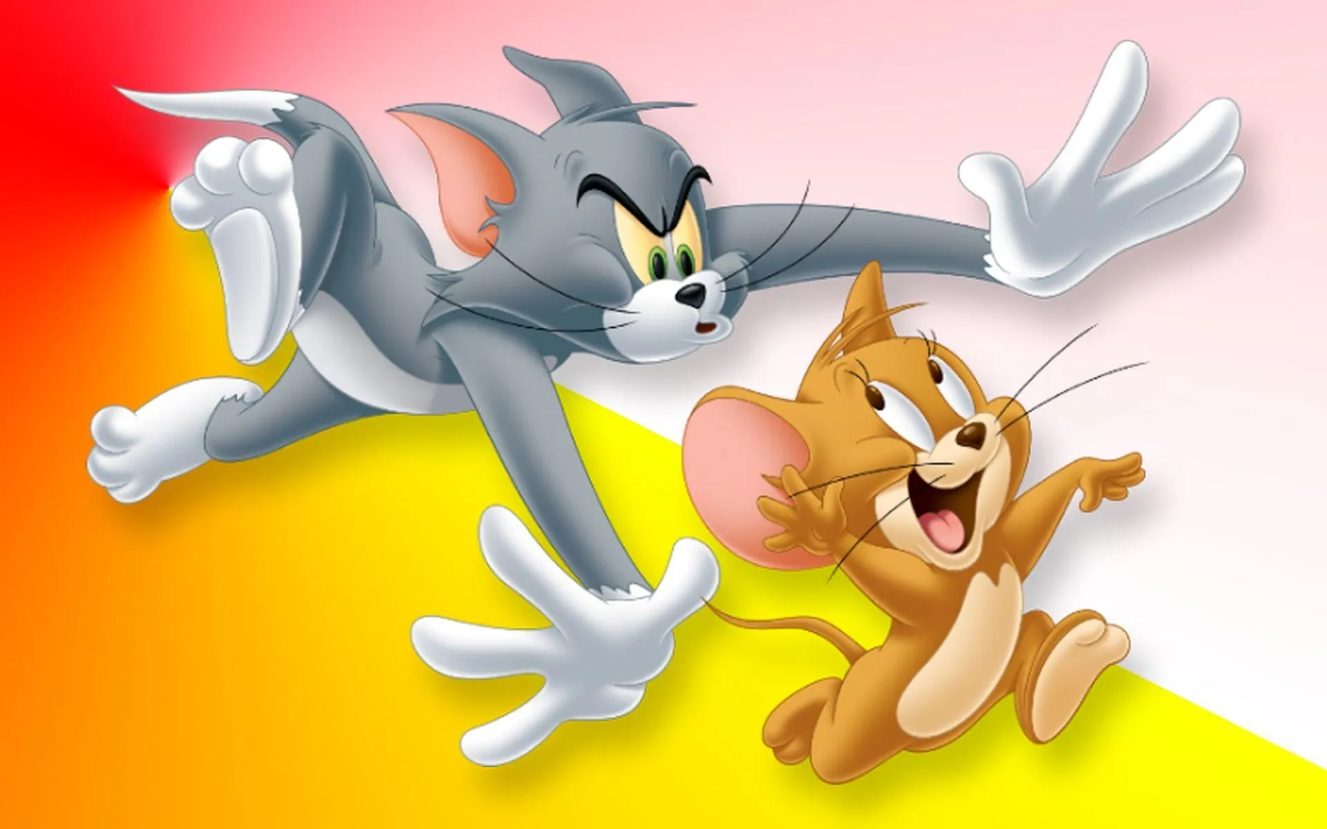Tom Is Chasing Jerry with a Colourful Cartoon Background