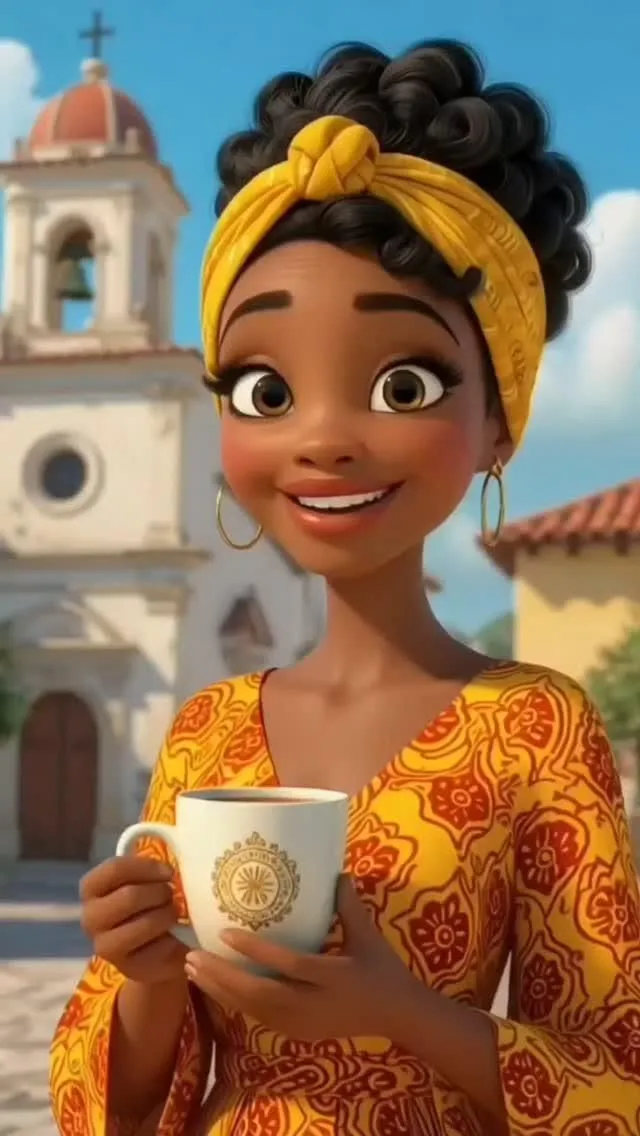 Woman with Headwrap Holding Coffee Cup Near Building Image