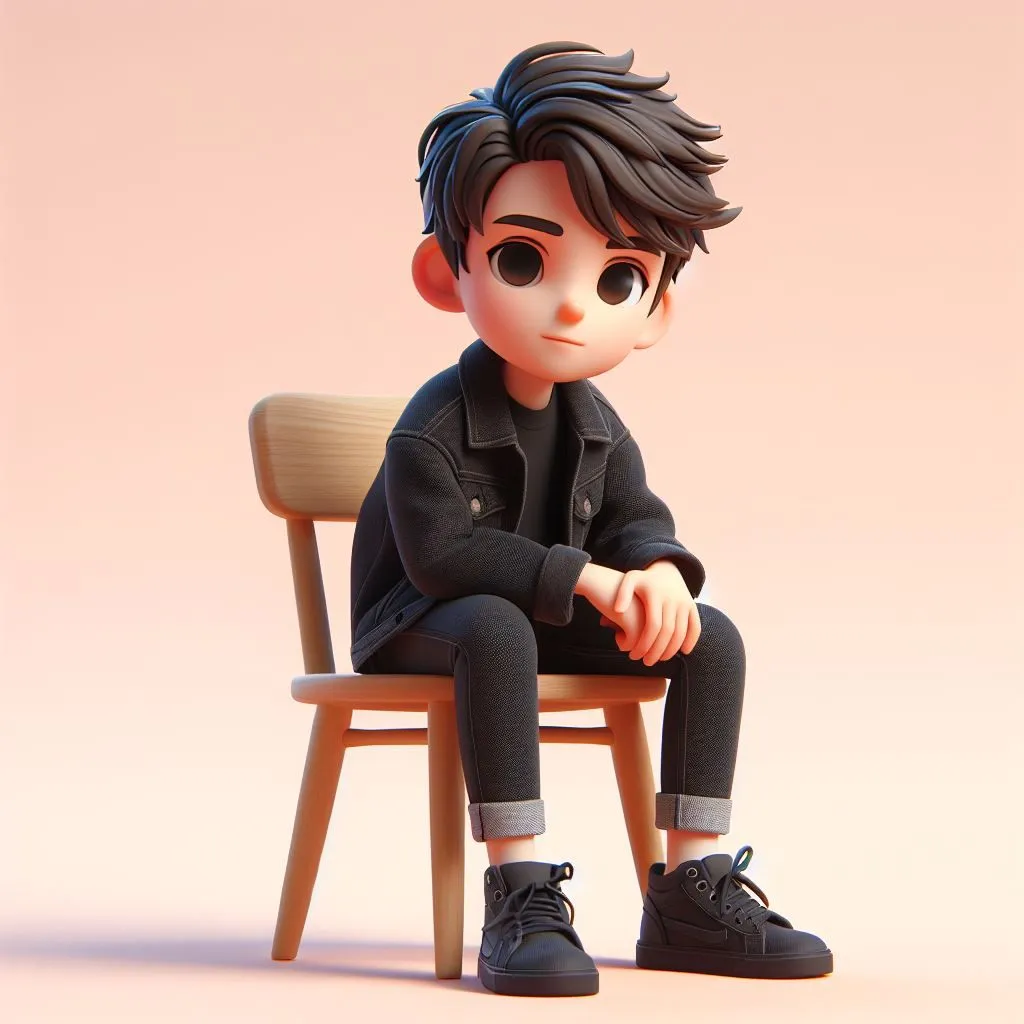 Young Boy Sitting on a Chair Looking Thoughtful and Calm