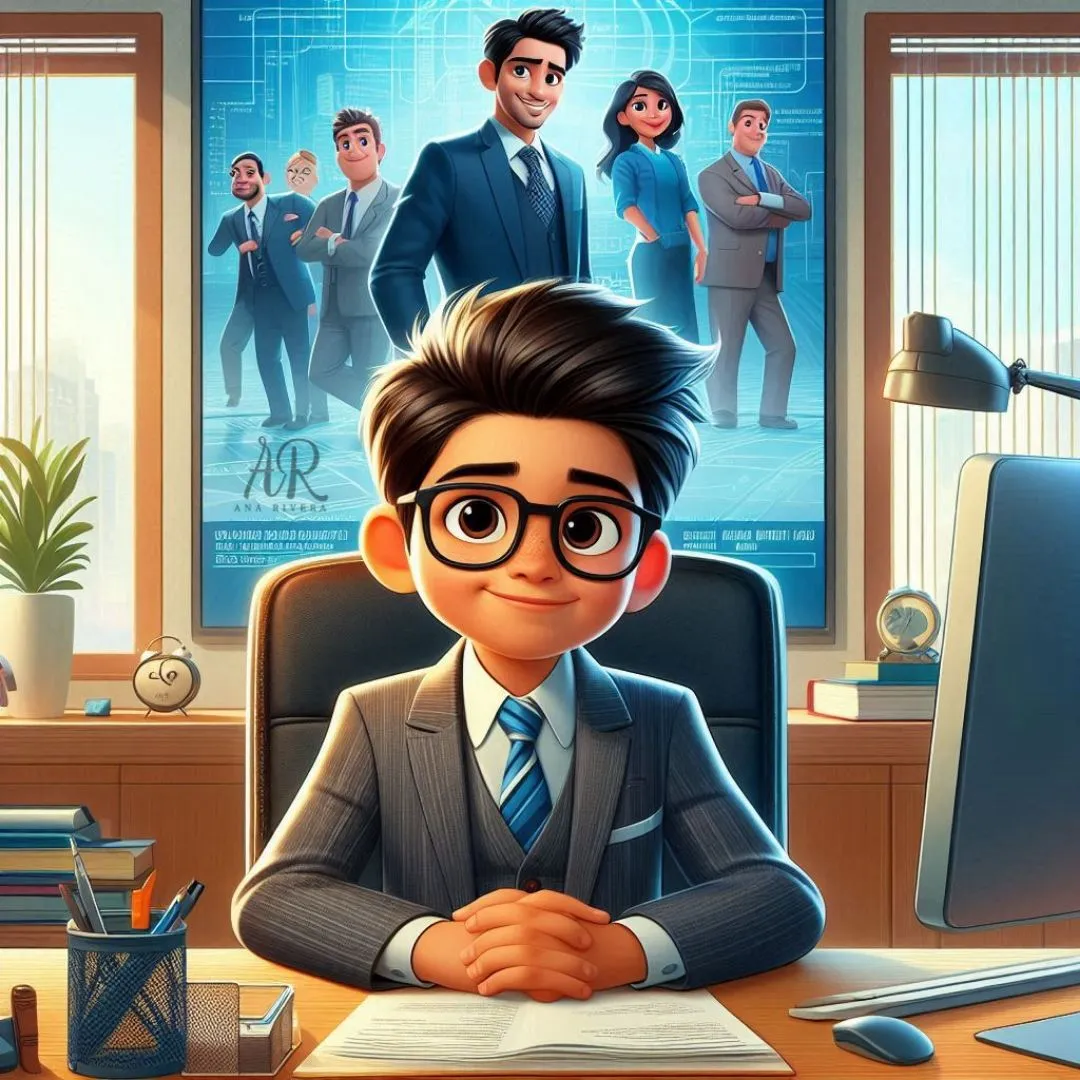 Young Professional Man Sitting Confidently at His Desk Image