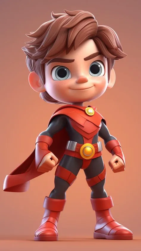 Young Superhero Boy with a Confident Pose Ready For Action