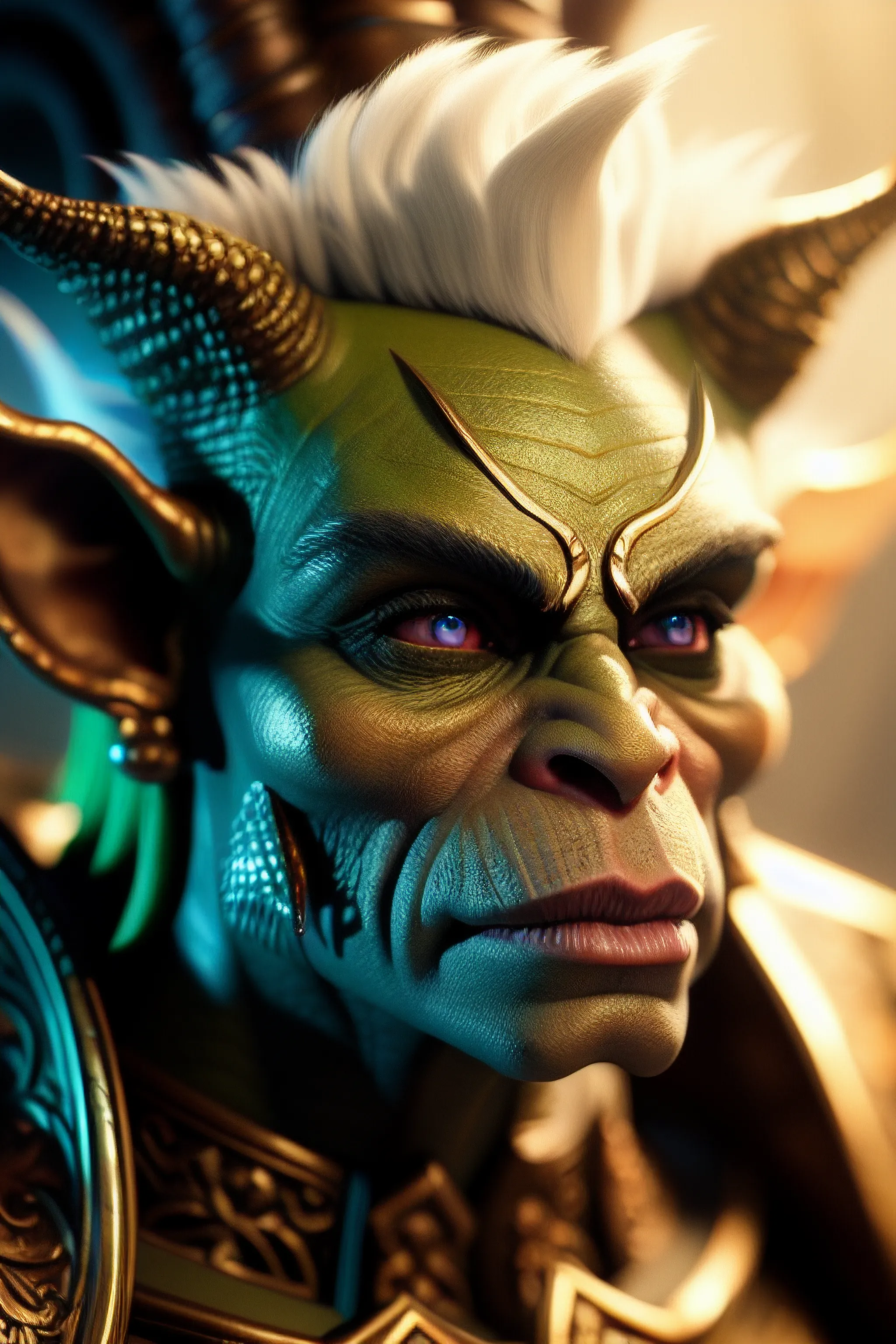 Epic Orc Warrior with Horns and Glowing Eyes HD Wallpaper