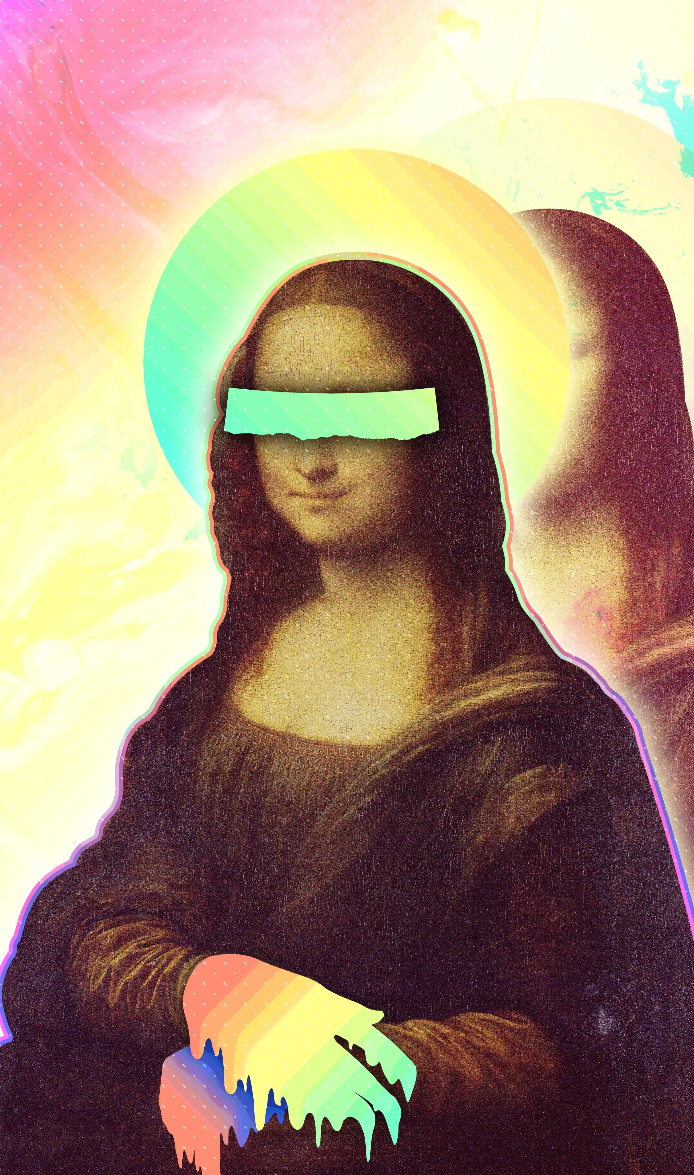 Neon Mona Lisa Pop Art Wallpaper for Phones in HD