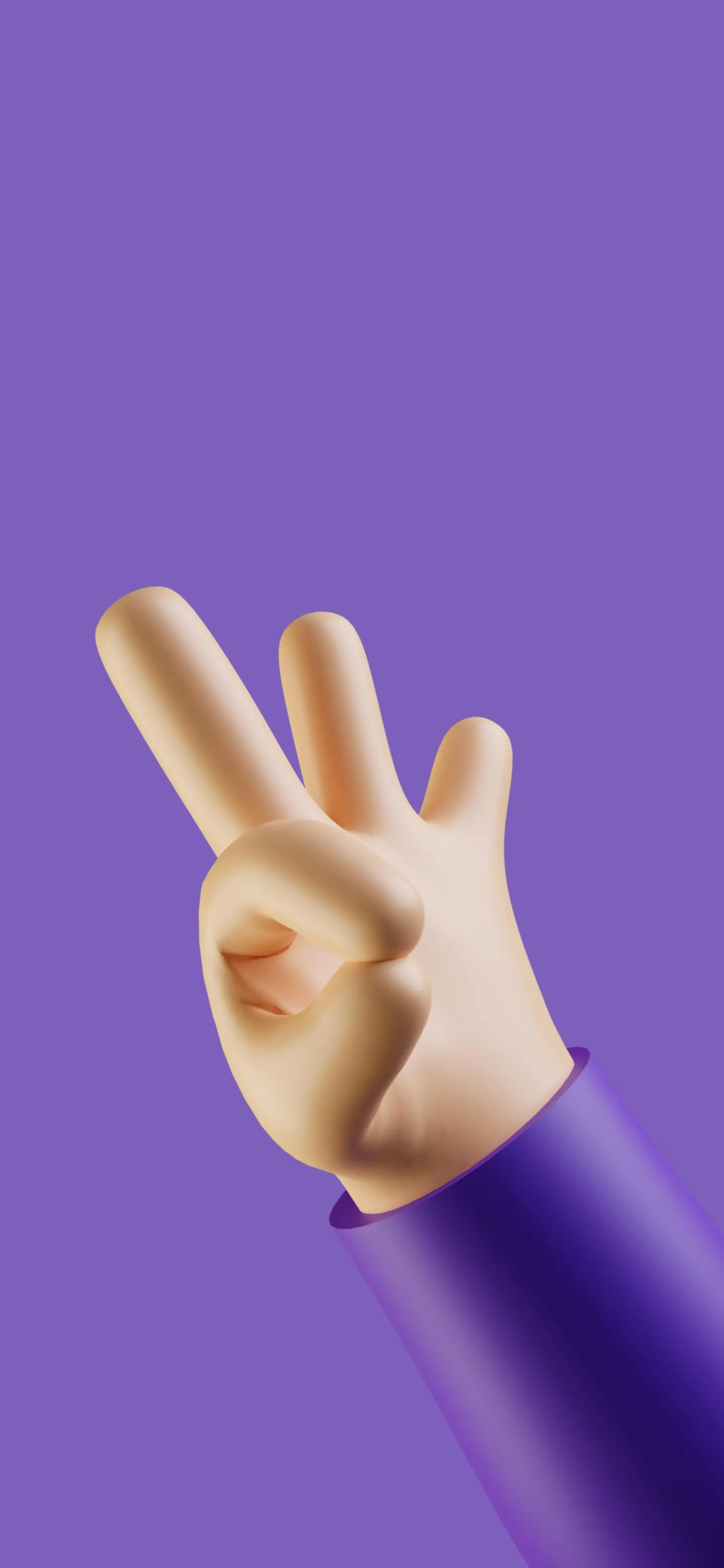 3D Emoji Hand Gesture Design with Purple Background