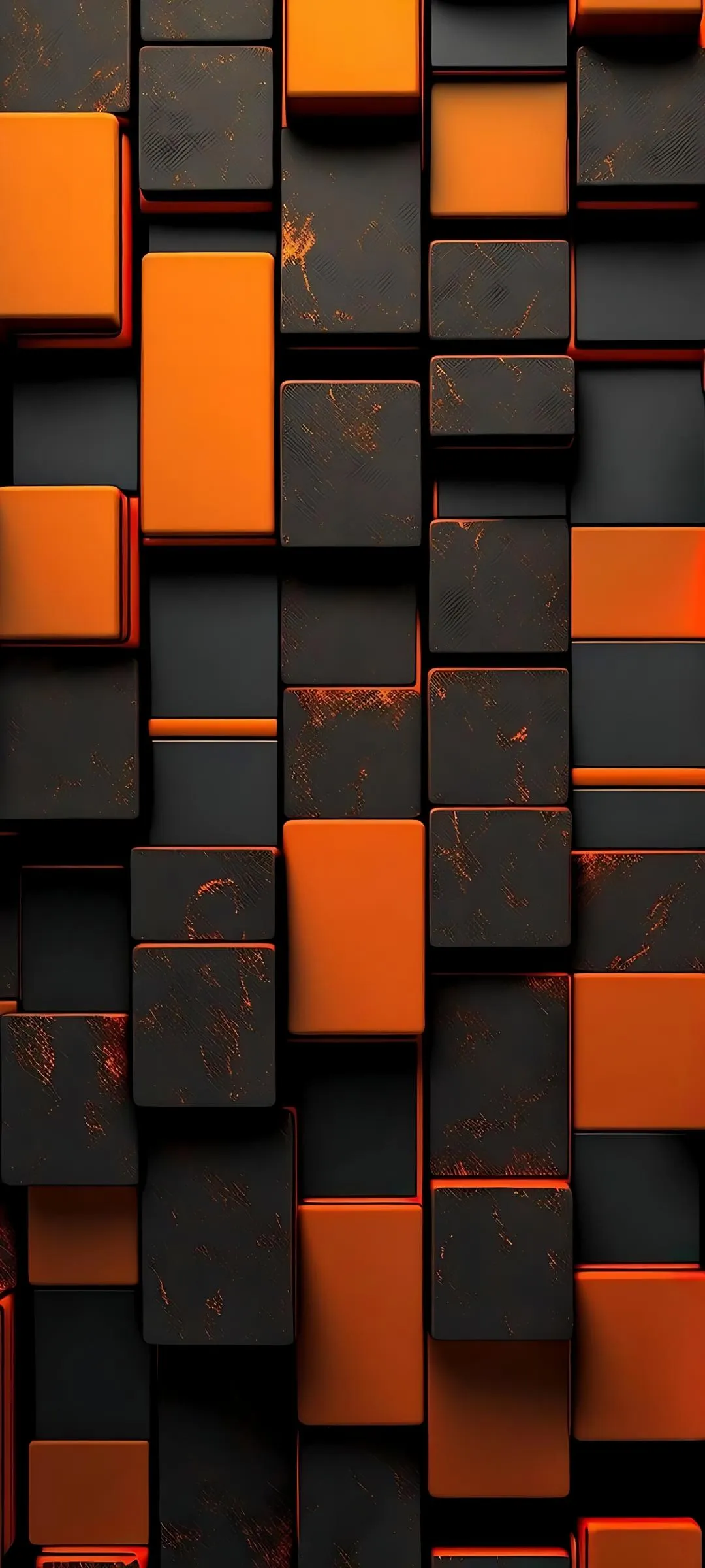 3D Orange And Black Cube Pattern Modern Abstract Design