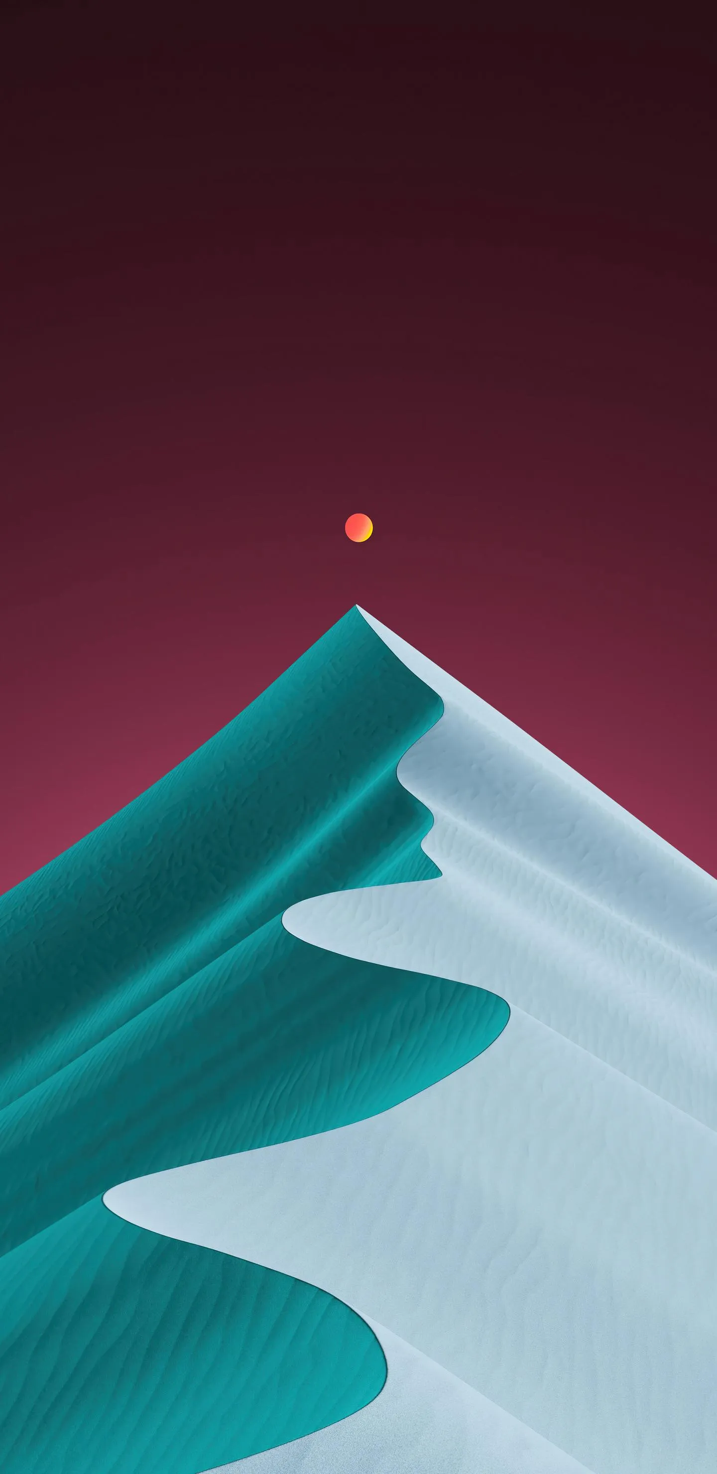 Abstract 3D Geometry Mountain with Clean Red Gradient