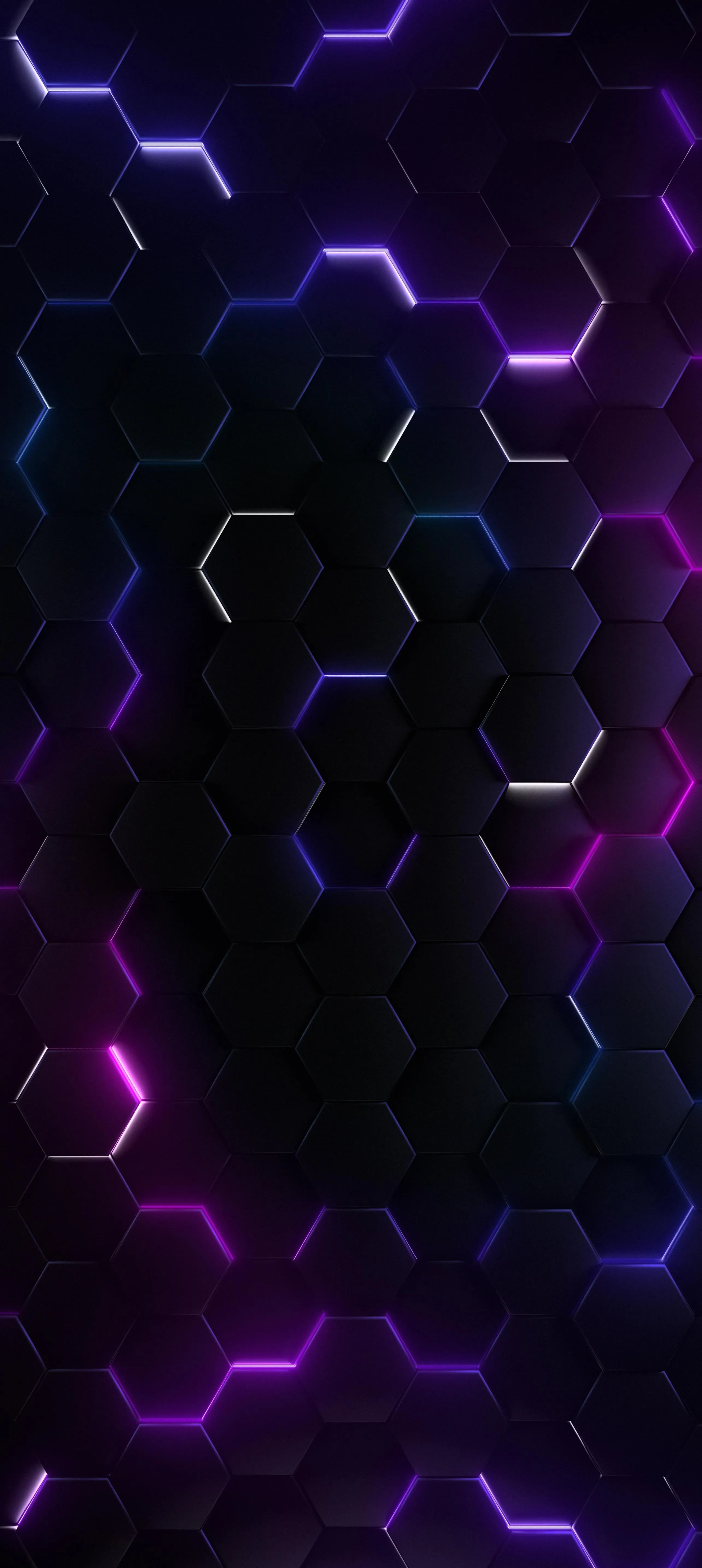 Abstract 3D Neon Art in Black and Purple Design Wallpaper