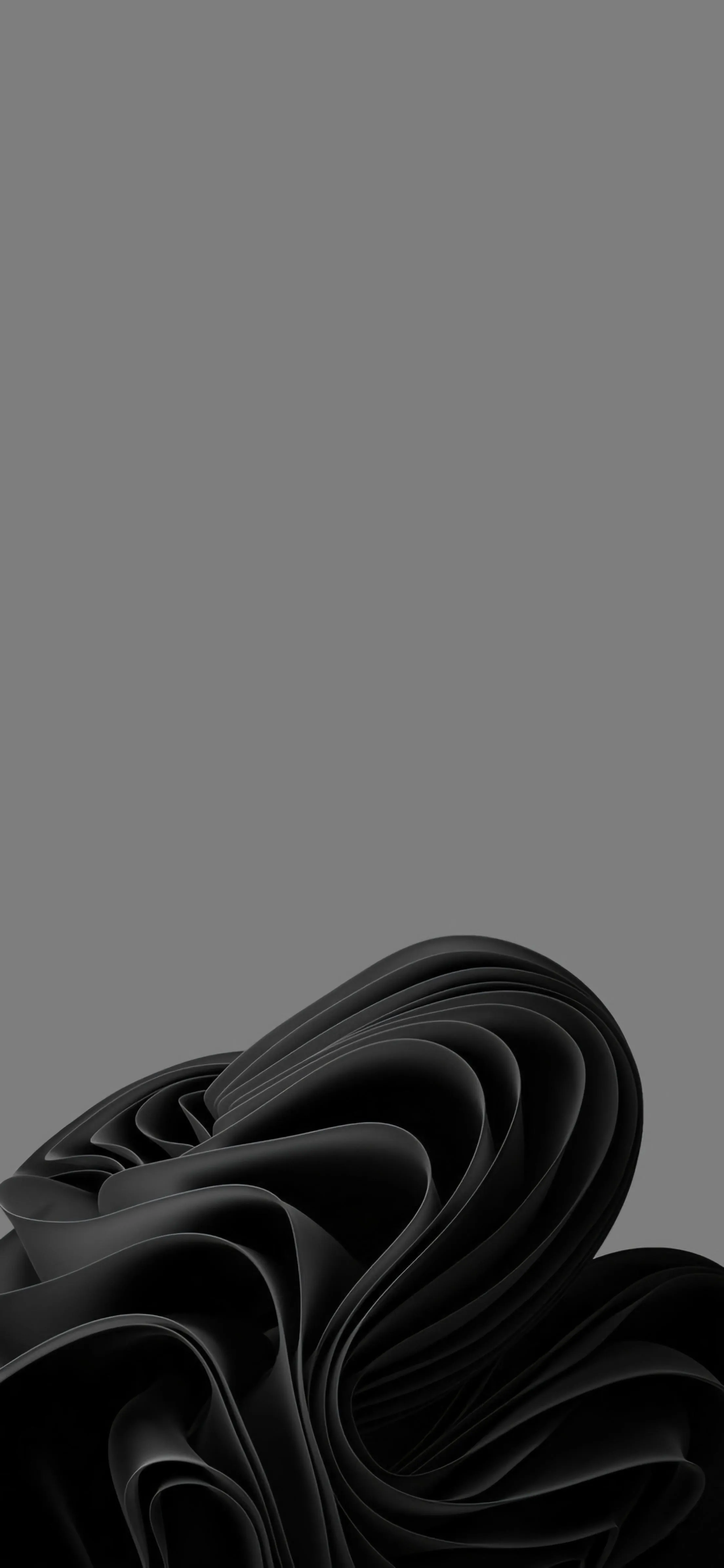 Abstract Black 3D Waves on Dark Gray Background Wallpaper