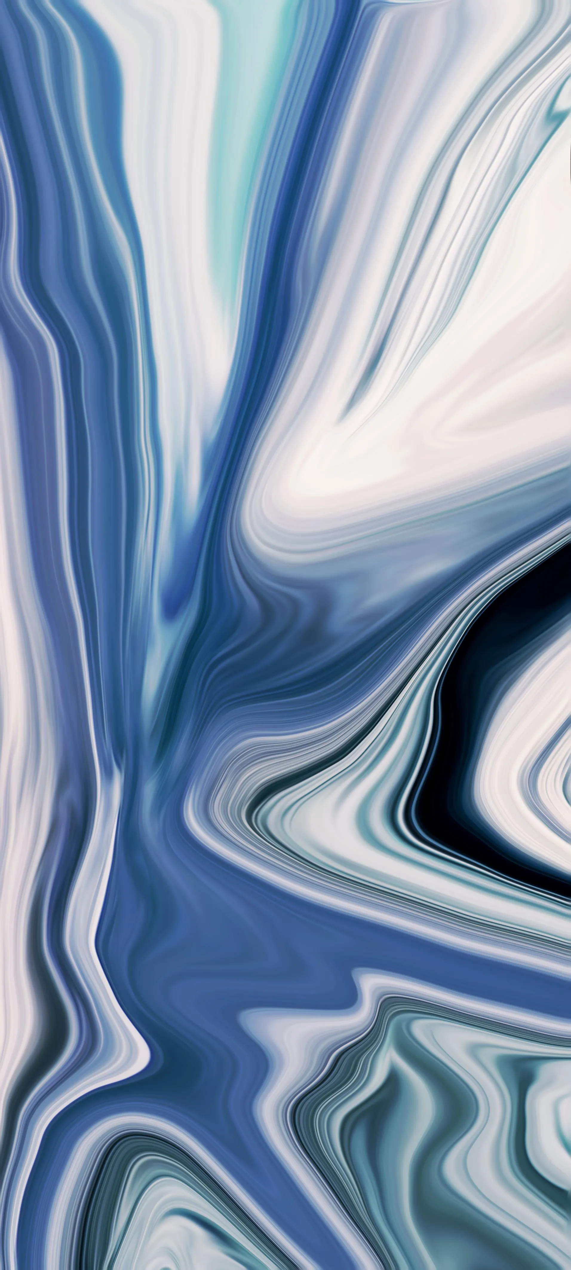 Abstract Blue and White Marble Pattern with Flowing Lines