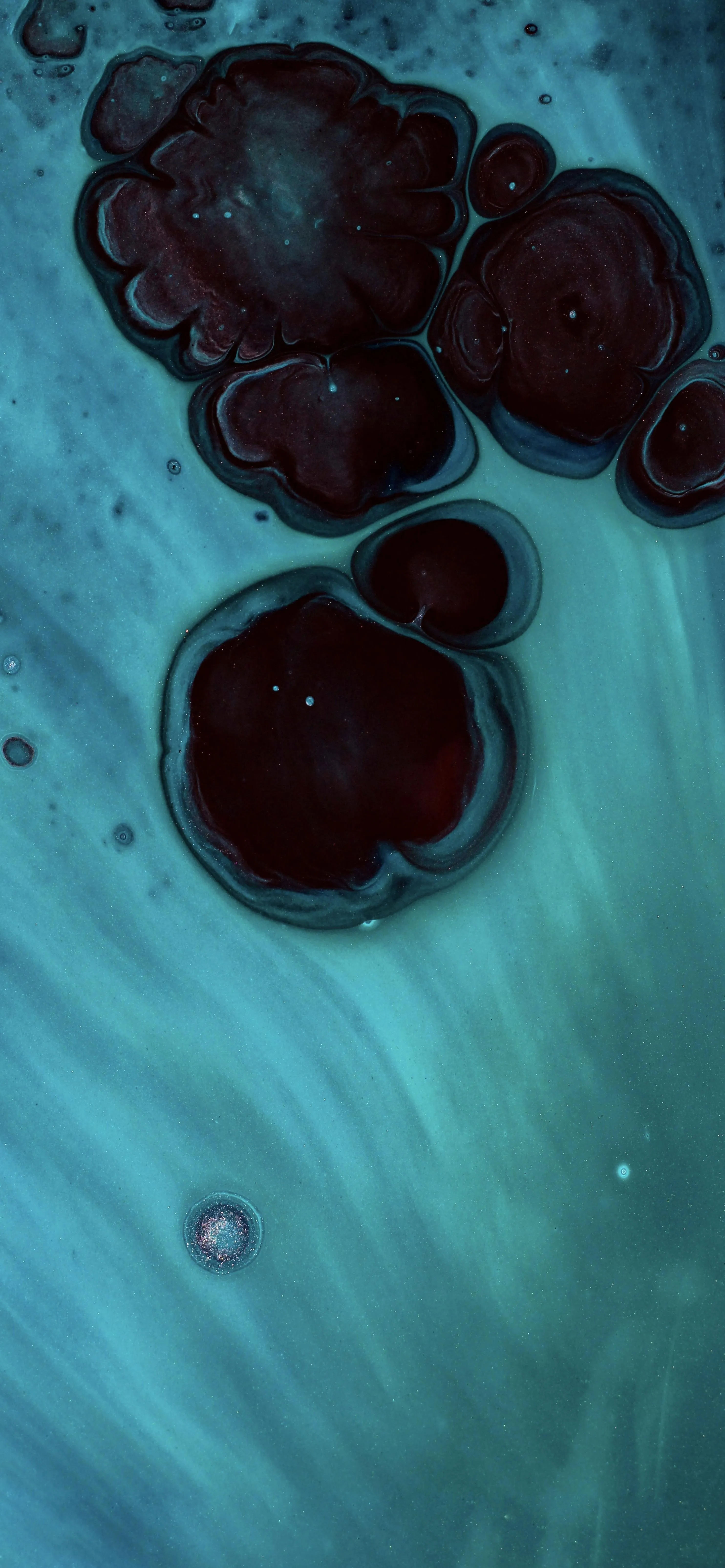 Abstract Blue Ink Drops Flowing in Liquid Ocean Style