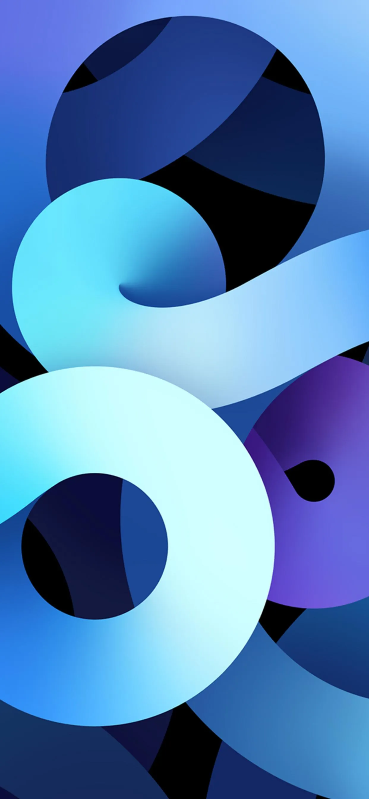 Abstract Blue Rings and Shapes in Modern Gradient Wallpaper