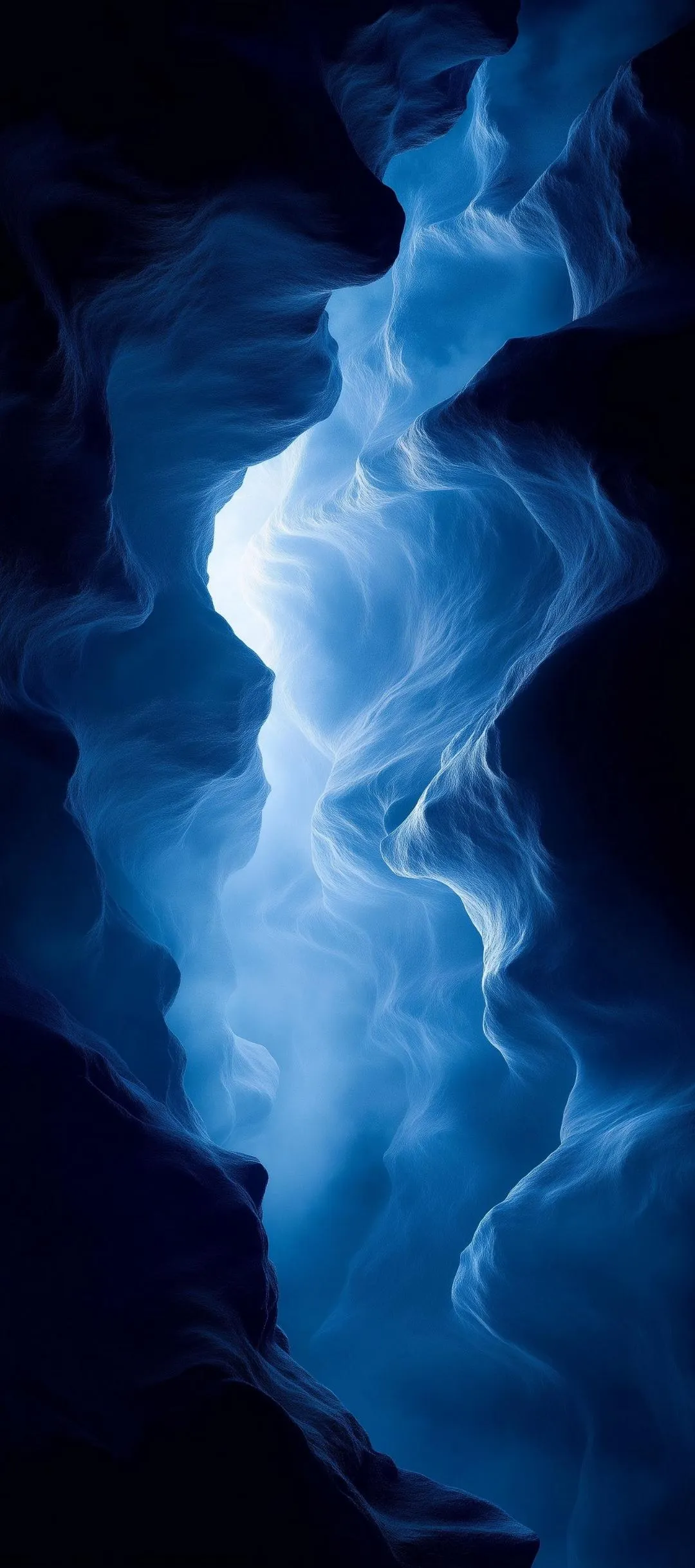 Abstract Blue Smoke Swirling in a Dark Mystical Void
