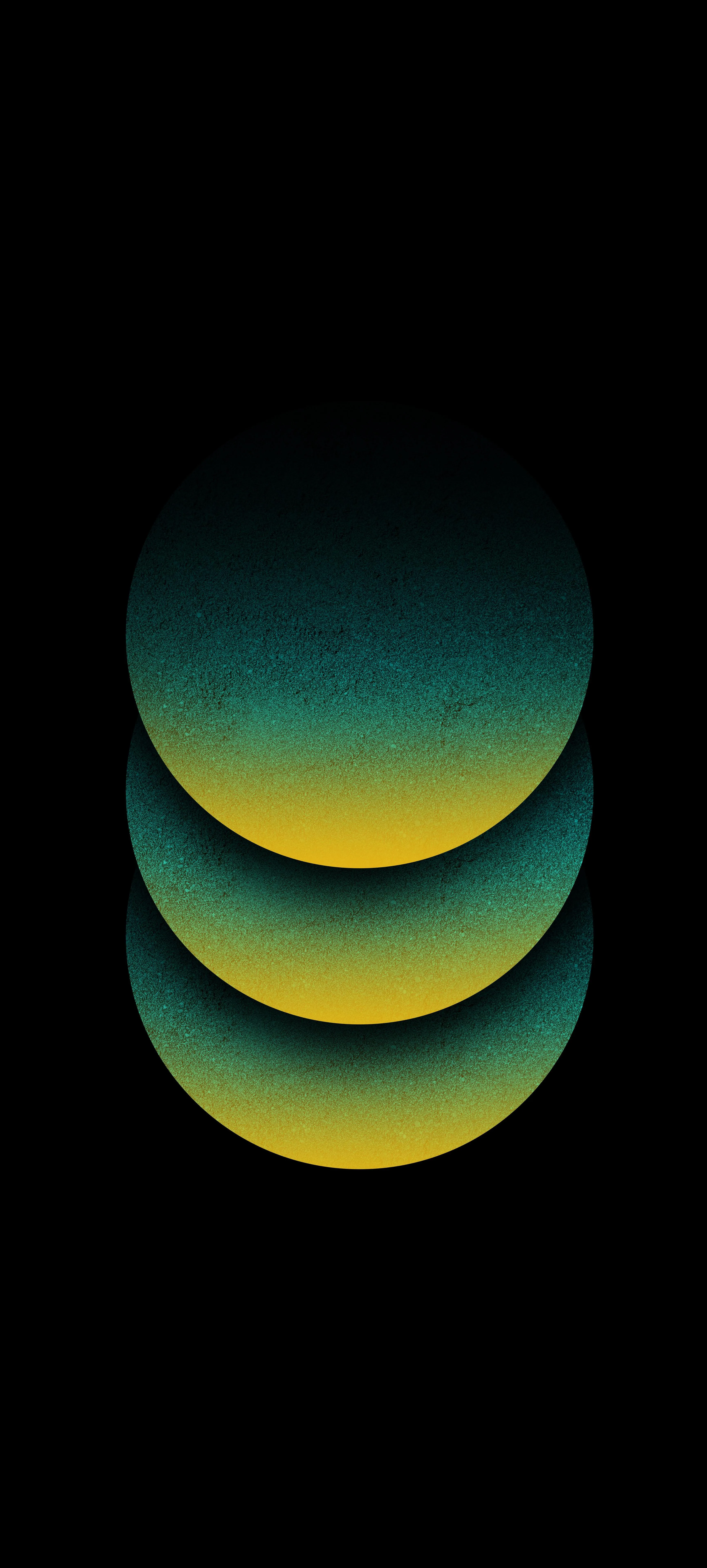 Abstract Circle Layers in Yellow and Green on Black Backdrop