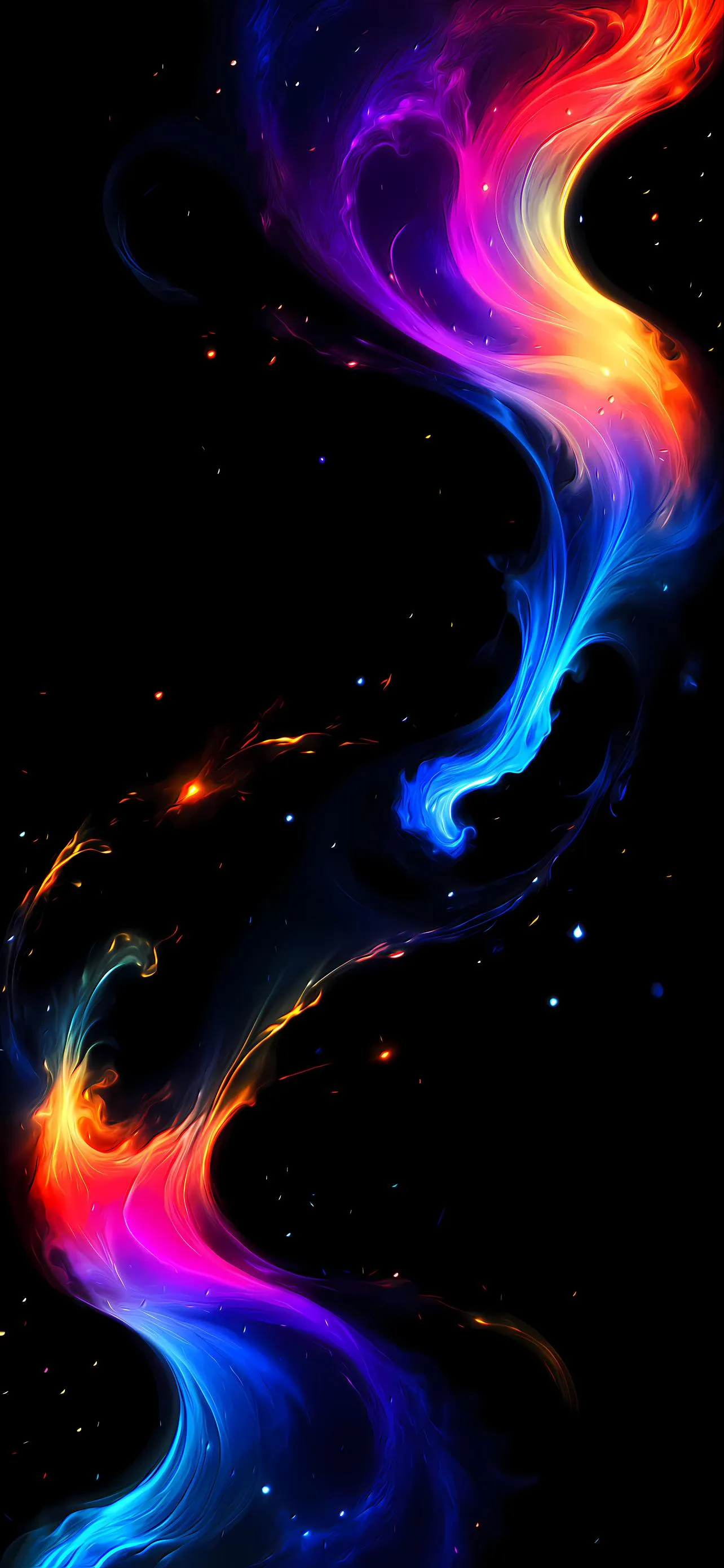 Abstract Colorful Light Waves on Black Dynamic Design