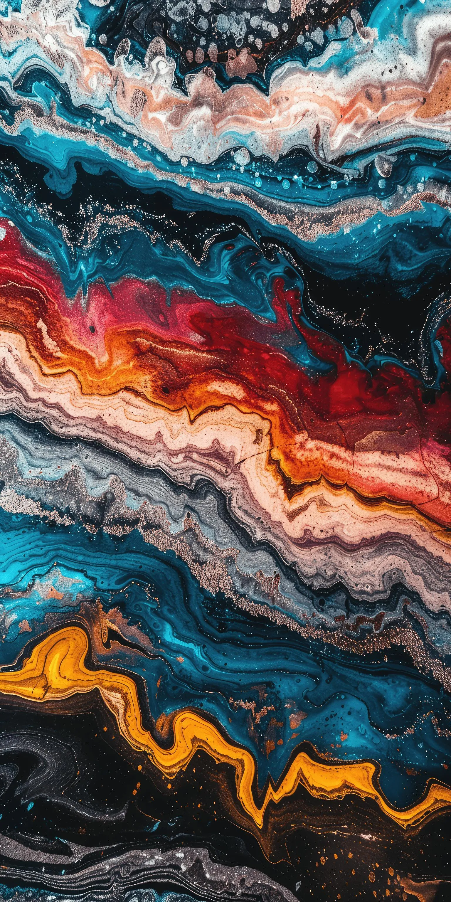 Abstract Colorful Marble Texture with Liquid Waves Wallpaper