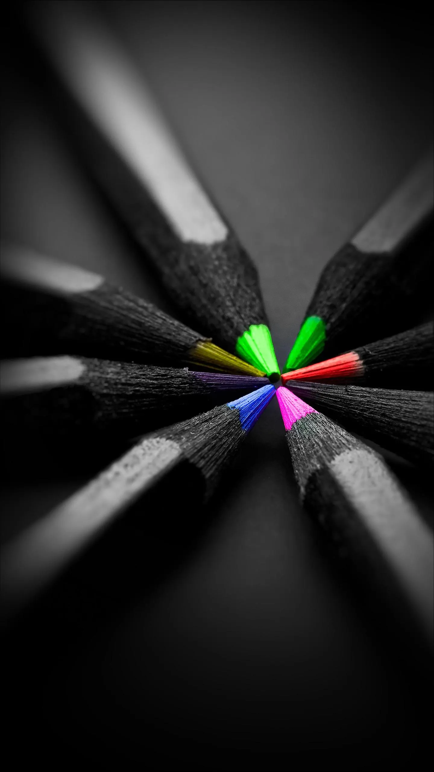 Abstract Colorful Pencil Tip with Dark Metallic Texture