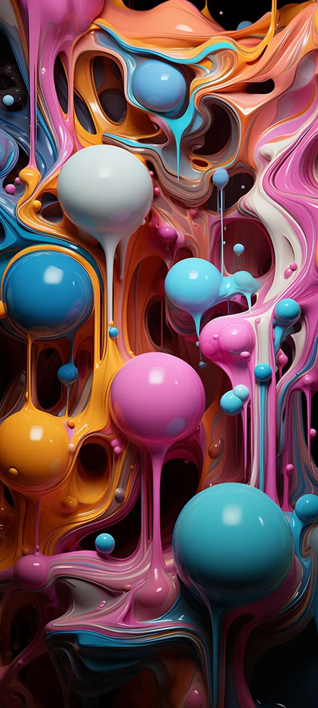 Abstract Colorful Spheres 3D Bubble Art Wallpaper 4K
