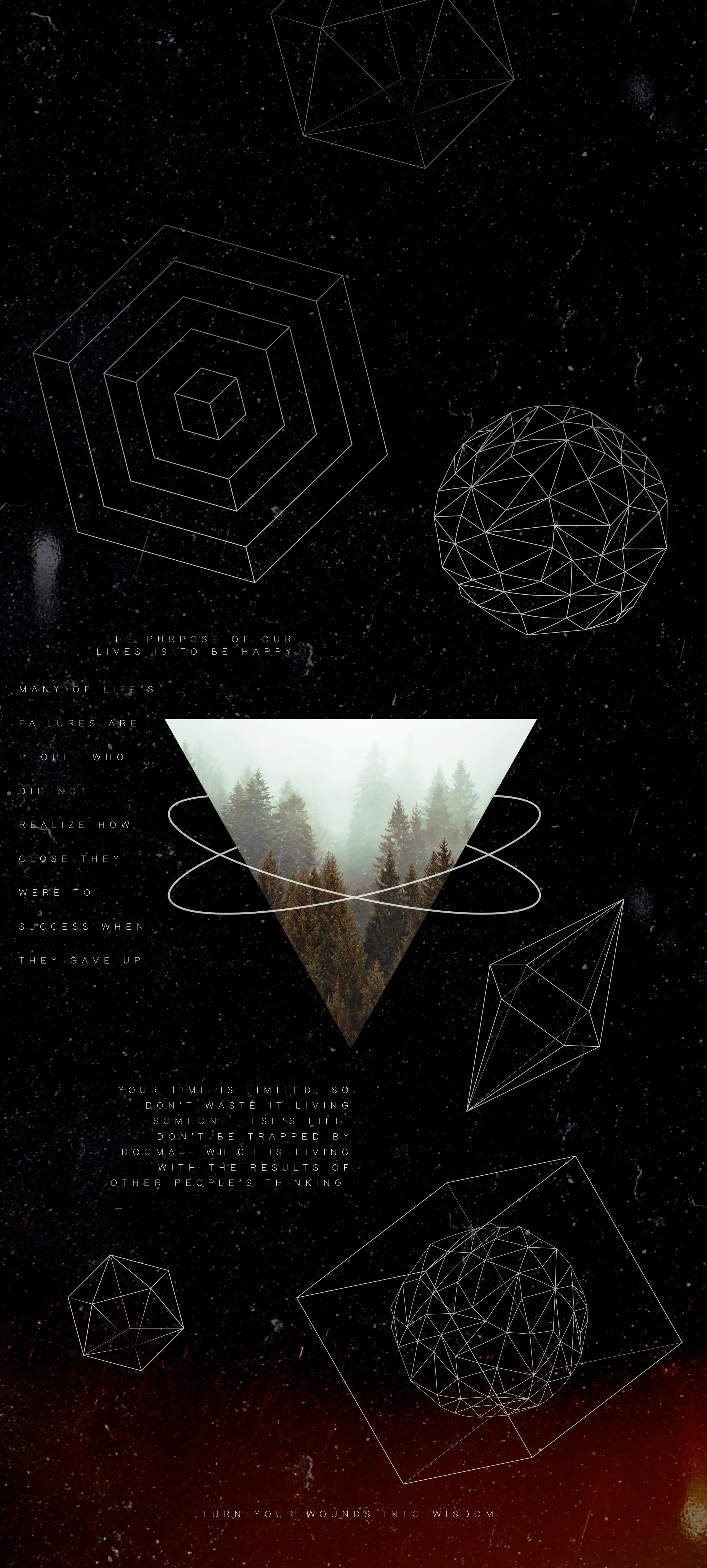 Abstract Dark Background with Geometric Shapes and Triangle